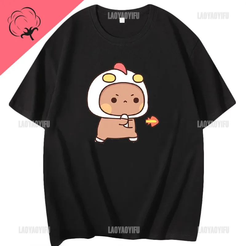 Kawaii Bubu Dudu Tshirt for Girl Cartoon Panda Bear Tee Women Clothing Men Summer Casual Tshirt Thirt Shirt Femme Cotton Tops