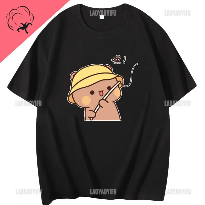 Kawaii Bubu Dudu Tshirt for Girl Cartoon Panda Bear Tee Women Clothing Men Summer Casual Tshirt Thirt Shirt Femme Cotton Tops