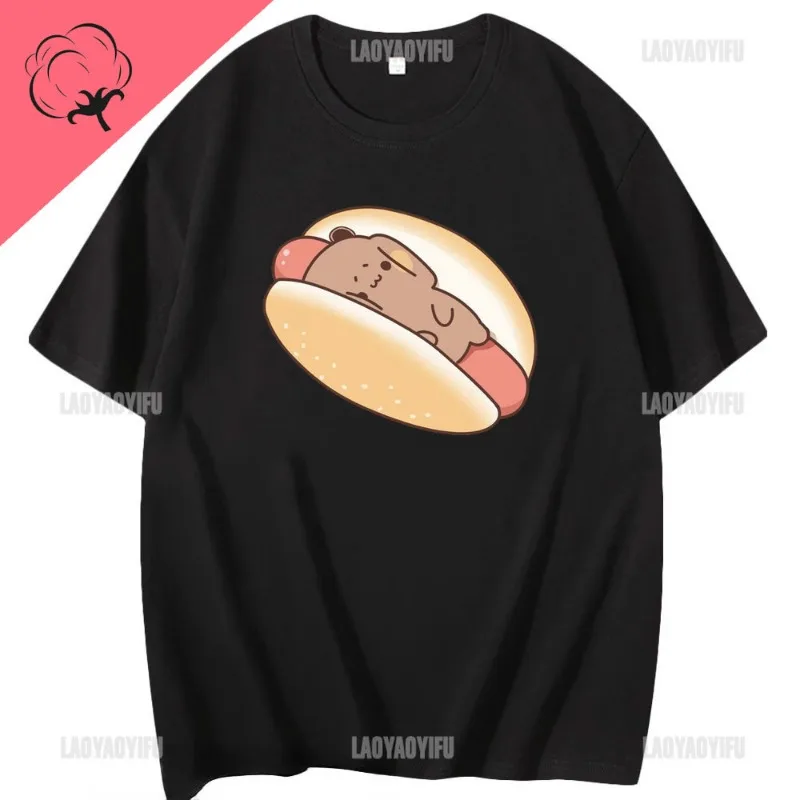 Kawaii Bubu Dudu Tshirt for Girl Cartoon Panda Bear Tee Women Clothing Men Summer Casual Tshirt Thirt Shirt Femme Cotton Tops