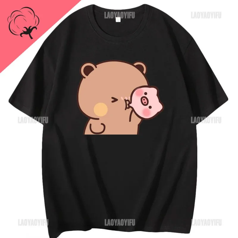 Kawaii Bubu Dudu Tshirt for Girl Cartoon Panda Bear Tee Women Clothing Men Summer Casual Tshirt Thirt Shirt Femme Cotton Tops