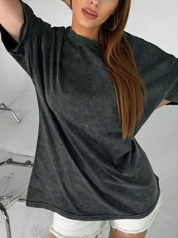 Washed Vintage Oversized T-shirts Women Cotton Top Summer Clothes Women Short Sleeve Tee Women's Oversize T Shirts For Woman