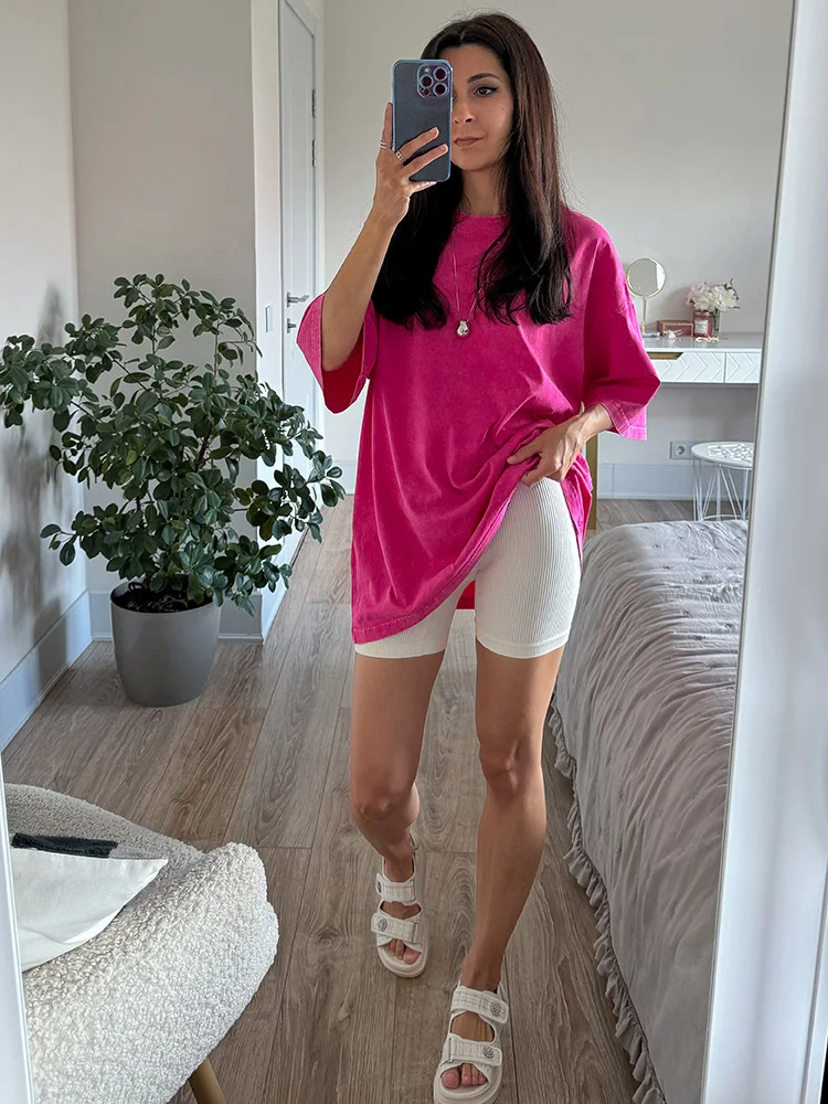 Washed Vintage Oversized T-shirts Women Cotton Top Summer Clothes Women Short Sleeve Tee Women's Oversize T Shirts For Woman