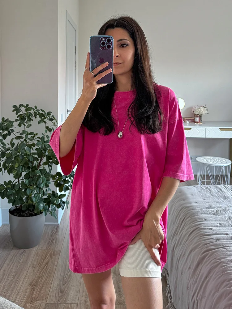 Washed Vintage Oversized T-shirts Women Cotton Top Summer Clothes Women Short Sleeve Tee Women's Oversize T Shirts For Woman