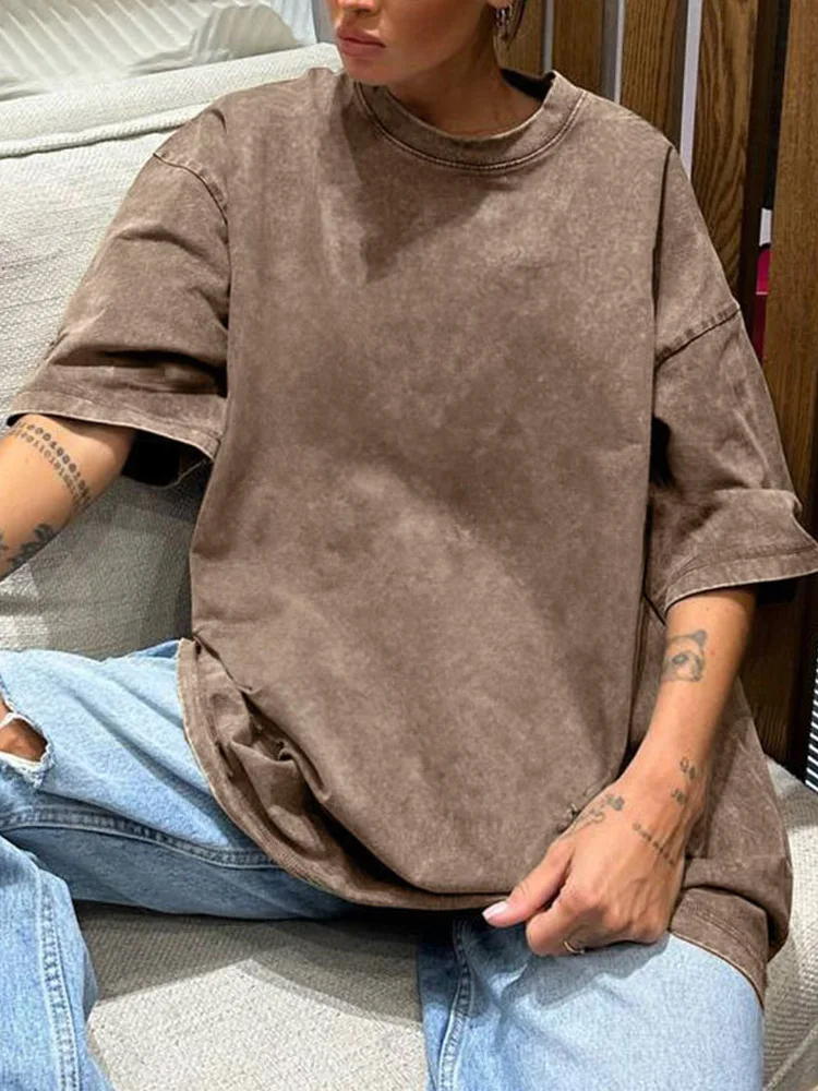Washed Vintage Oversized T-shirts Women Cotton Top Summer Clothes Women Short Sleeve Tee Women's Oversize T Shirts For Woman