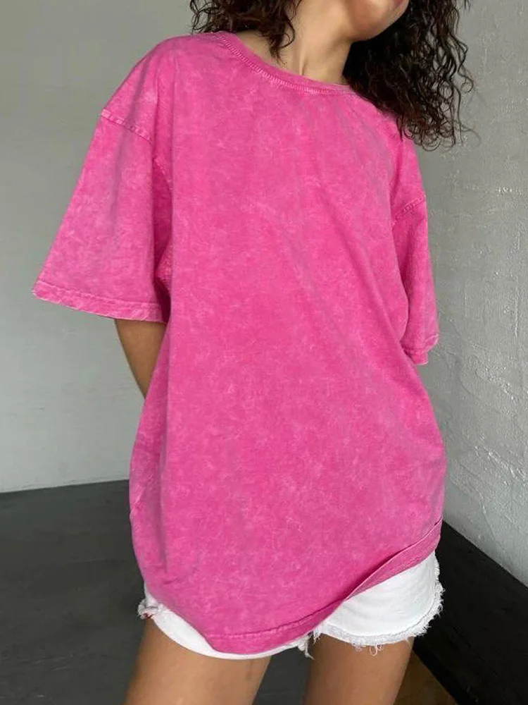 Washed Vintage Oversized T-shirts Women Cotton Top Summer Clothes Women Short Sleeve Tee Women's Oversize T Shirts For Woman