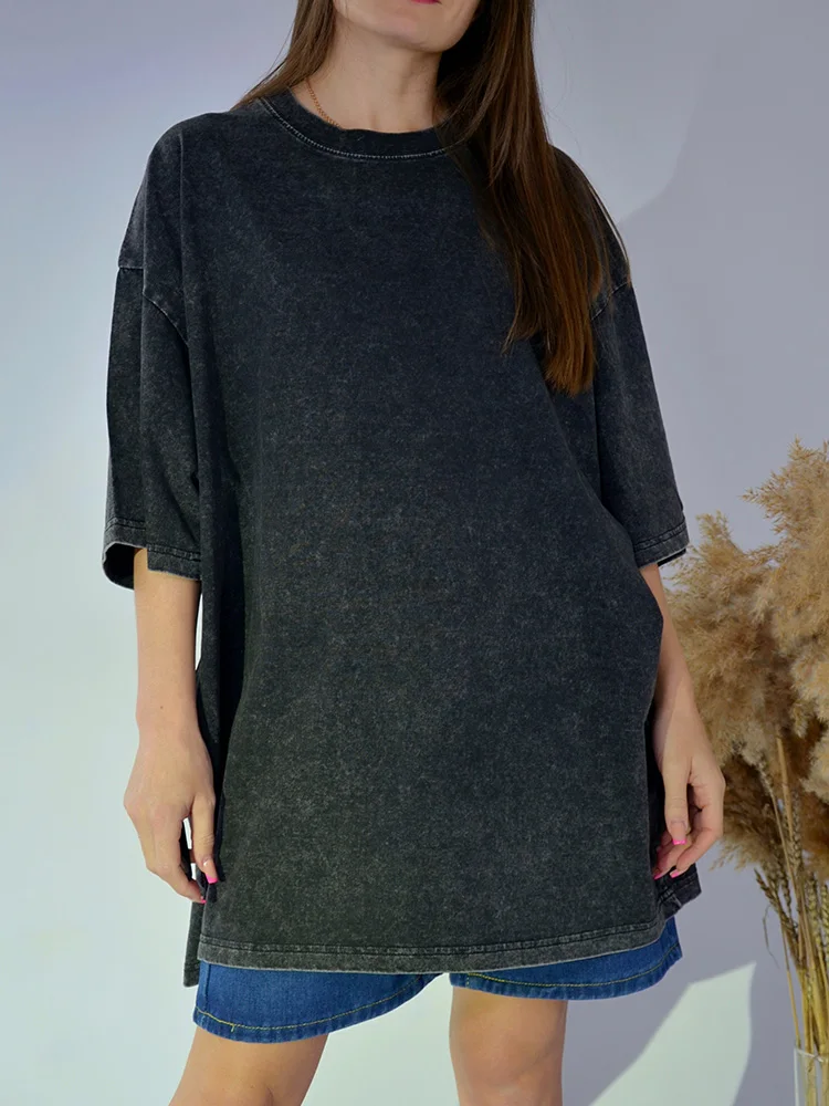 Washed Vintage Oversized T-shirts Women Cotton Top Summer Clothes Women Short Sleeve Tee Women's Oversize T Shirts For Woman