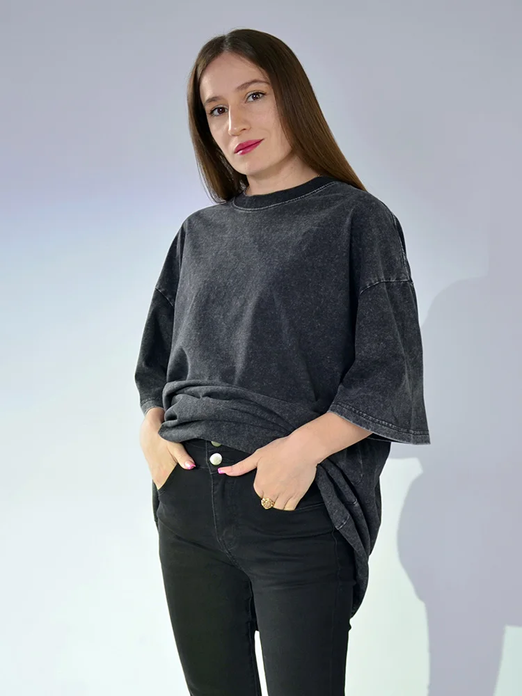 Washed Vintage Oversized T-shirts Women Cotton Top Summer Clothes Women Short Sleeve Tee Women's Oversize T Shirts For Woman