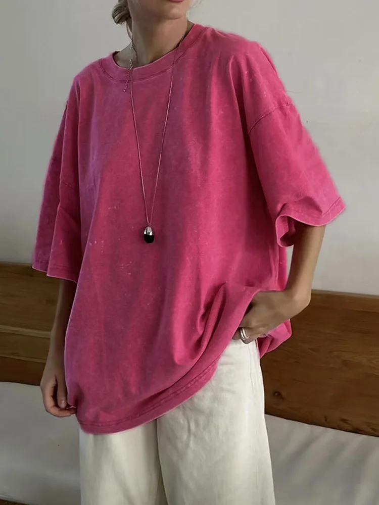 Washed Vintage Oversized T-shirts Women Cotton Top Summer Clothes Women Short Sleeve Tee Women's Oversize T Shirts For Woman