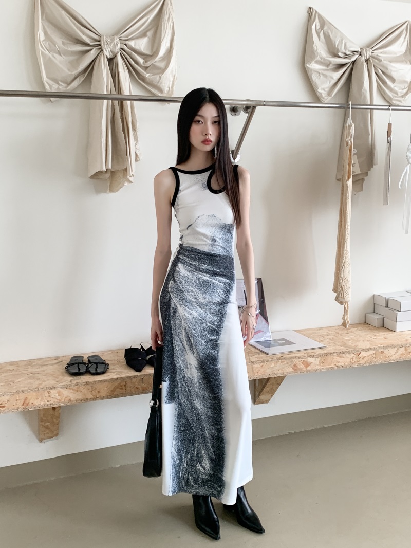 CHEERART Cut Out White Designer Long Dress For Women 2023 Sleeveless A Line Tunics Bodycon Midi Dress Summer Aesthetic Clothes