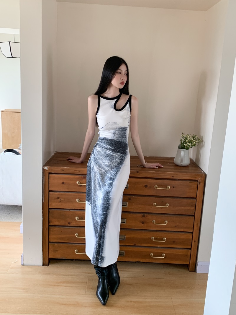 CHEERART Cut Out White Designer Long Dress For Women 2023 Sleeveless A Line Tunics Bodycon Midi Dress Summer Aesthetic Clothes