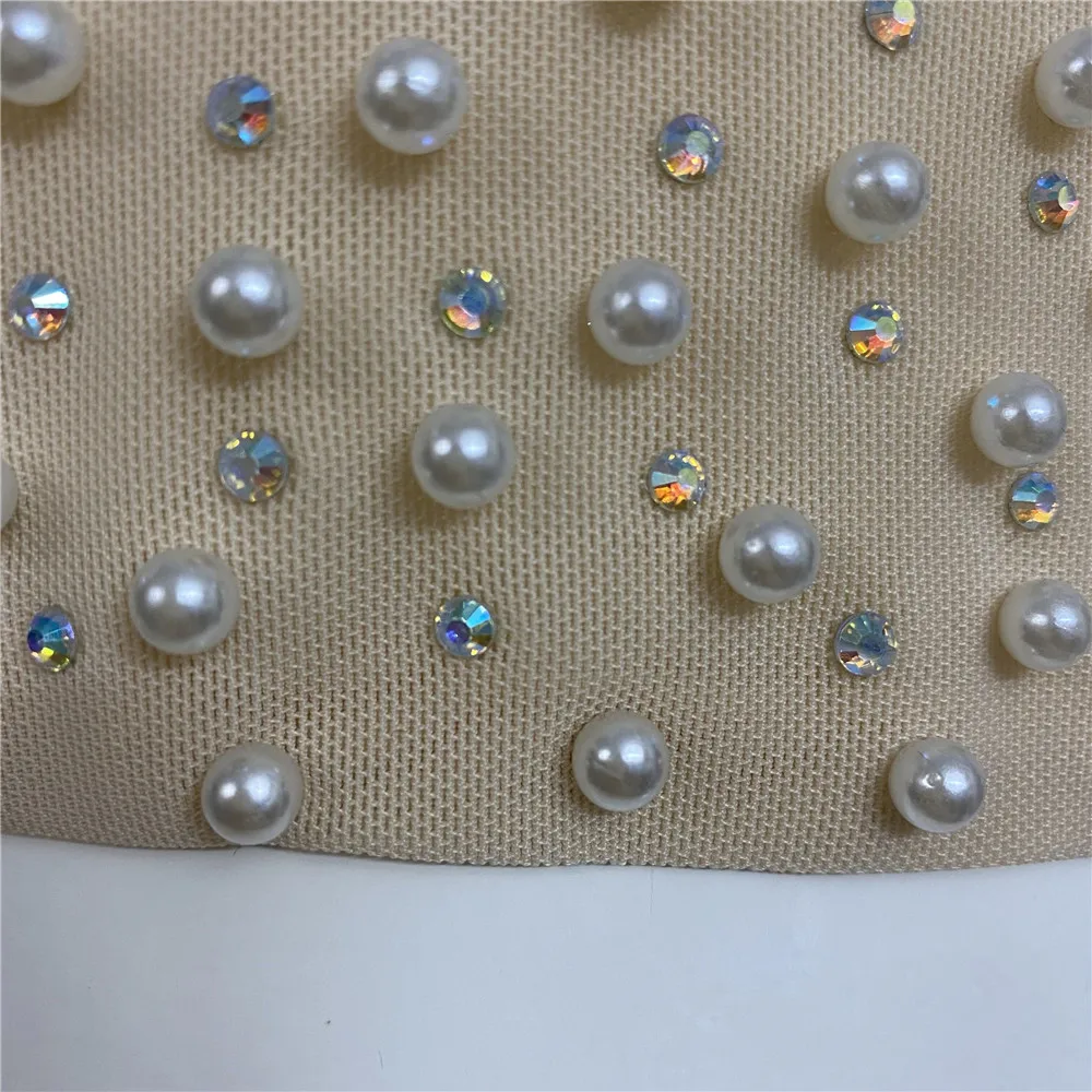 Sexy Beading Fashion Top Women Long Sleeve Clothes Club Party Sexy Mesh Vintage Elegant Tops