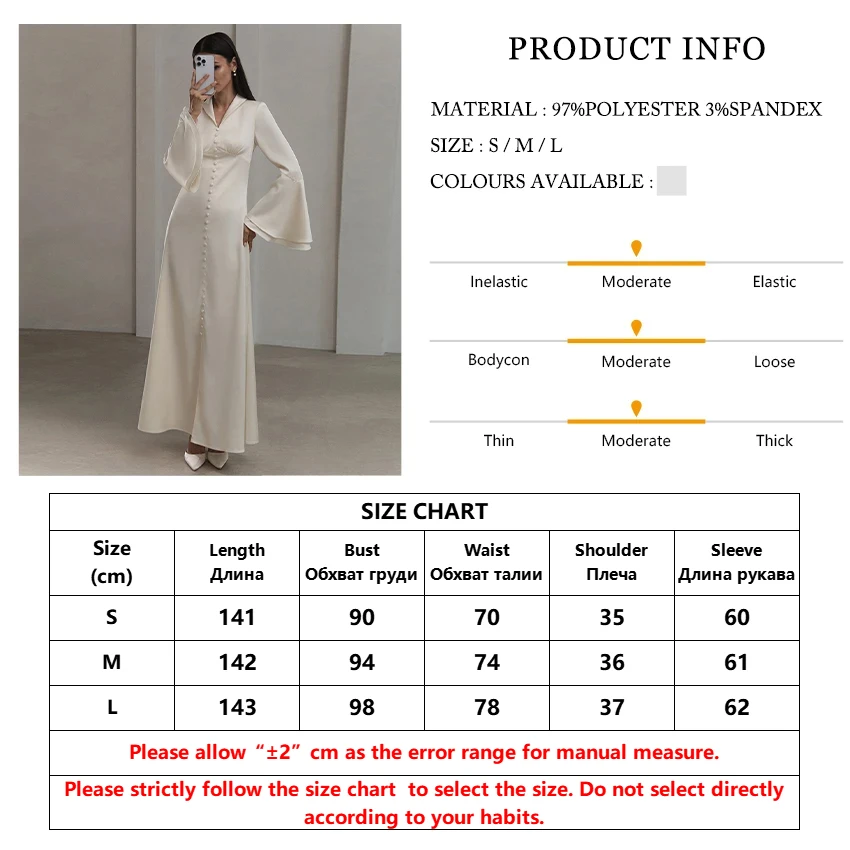 Clacive Fashion Slim Beige Satin Women Dress Elegant Lapel Long Sleeve Ankle Length Dresses Vintage Ruffle Single Breasted Dress