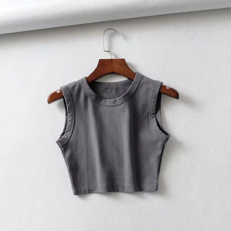 2024 Summer Vintage White Crop Tops Women Biker Black Punk Sexy Tank Top Korean Streetwear Cropped Sleeveless Top Feminino