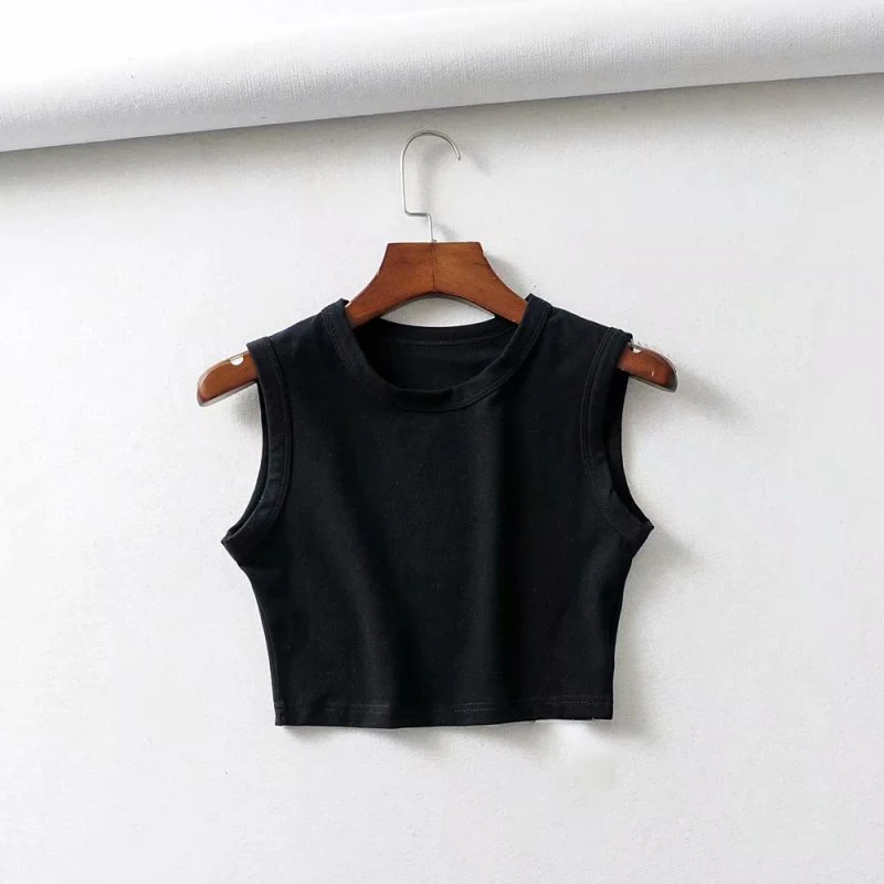 2024 Summer Vintage White Crop Tops Women Biker Black Punk Sexy Tank Top Korean Streetwear Cropped Sleeveless Top Feminino