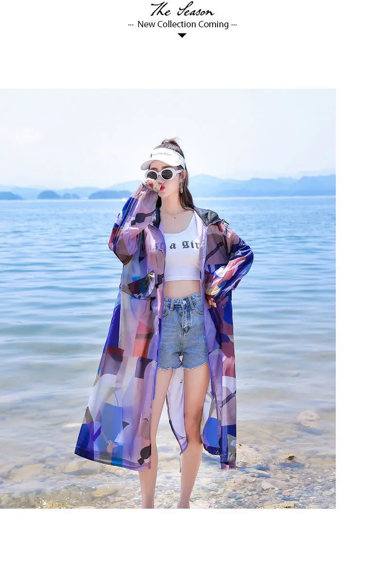 Summer Women's Sun Protection Clothing New UV Protection Jacket Breathable Thin Korean Mid Length Coat Outdoor Active Clothing