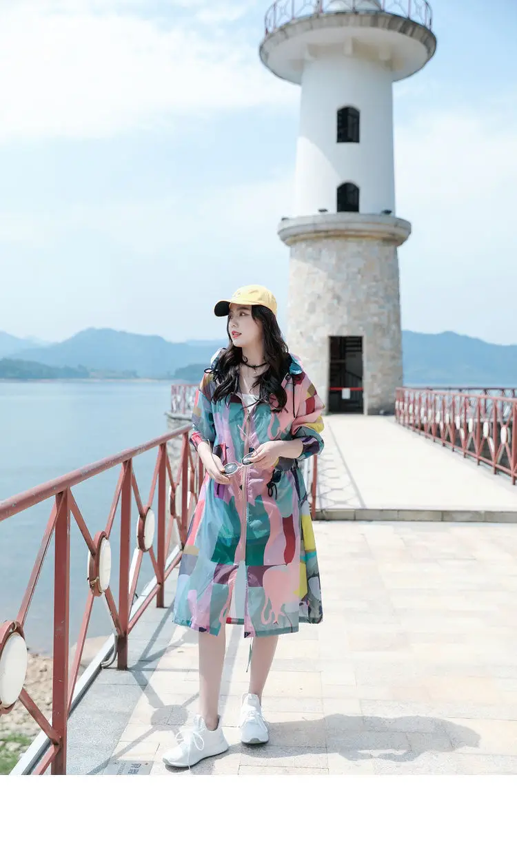 Summer Women's Sun Protection Clothing New UV Protection Jacket Breathable Thin Korean Mid Length Coat Outdoor Active Clothing