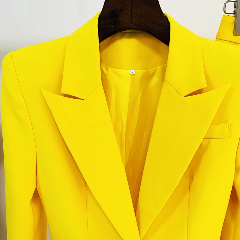 HIGH STREET Newest 2026 Runway Designer Suit Set Women's Single Button Blazer Flare Pants Suit