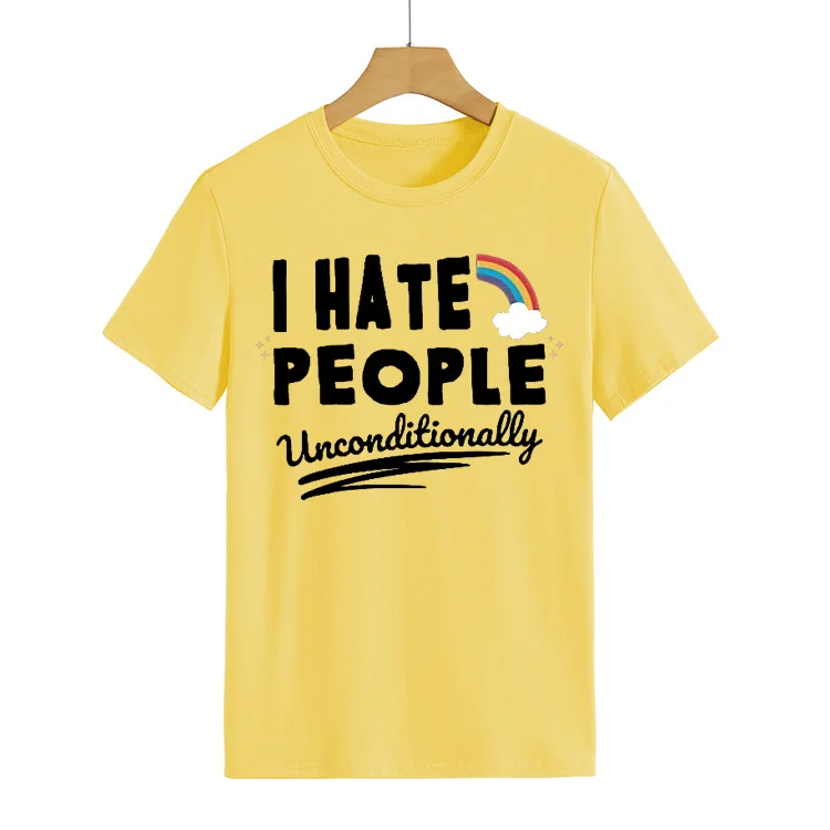 I Hate People Rainbow Print Women T Shirt Short Sleeve O Neck Loose Women Tshirt Ladies Tee Shirt Tops Camisetas Mujer