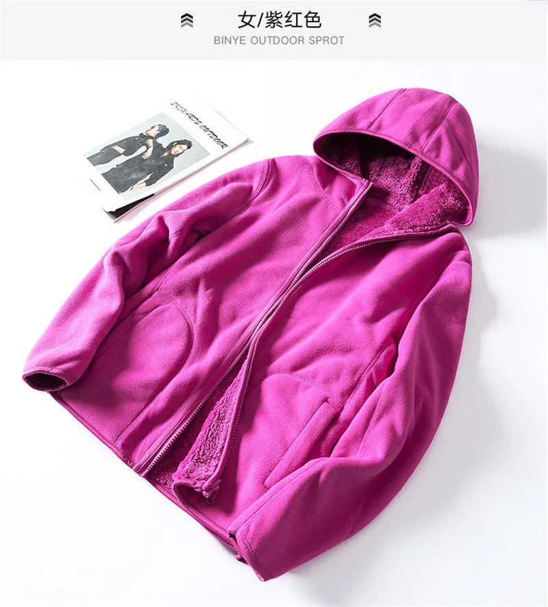 Women Hoodie Winter Coral Fleece Outdoor Jacket Women Add Velvet Thickened Warm Double-sided Cardigan Jacket Female Hoody W2407