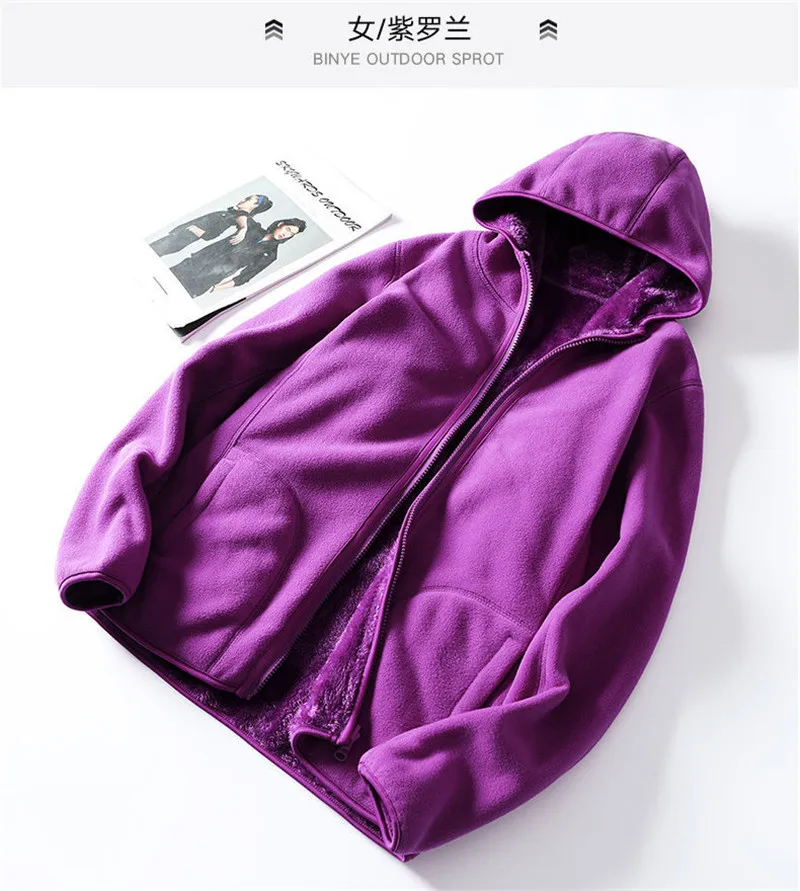 Women Hoodie Winter Coral Fleece Outdoor Jacket Women Add Velvet Thickened Warm Double-sided Cardigan Jacket Female Hoody W2407