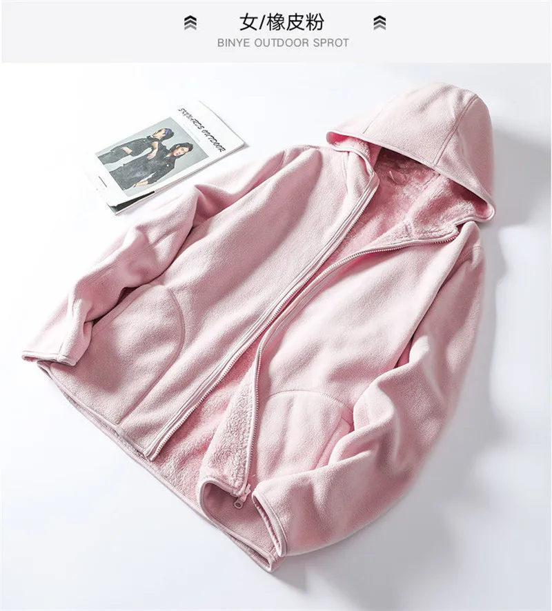 Women Hoodie Winter Coral Fleece Outdoor Jacket Women Add Velvet Thickened Warm Double-sided Cardigan Jacket Female Hoody W2407