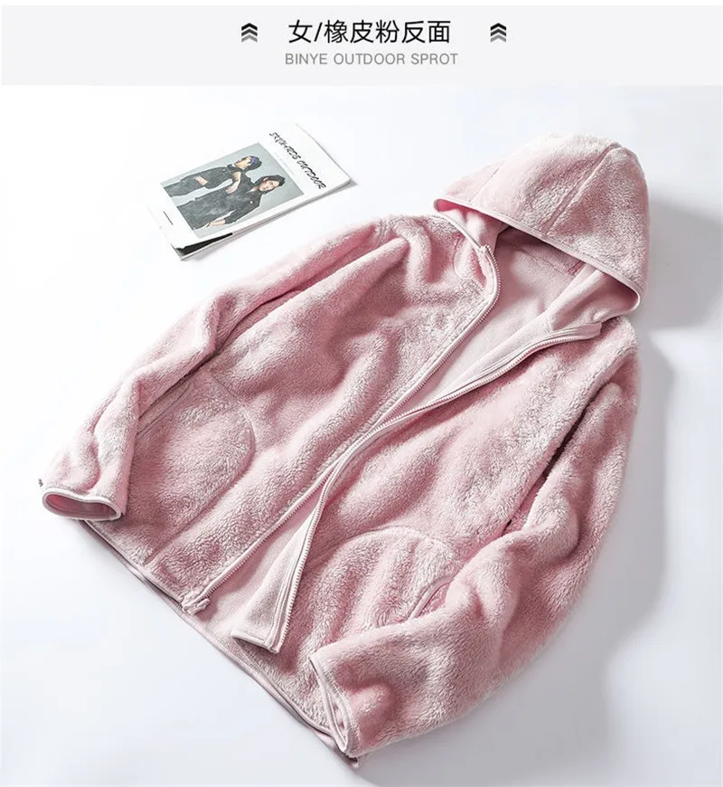 Women Hoodie Winter Coral Fleece Outdoor Jacket Women Add Velvet Thickened Warm Double-sided Cardigan Jacket Female Hoody W2407