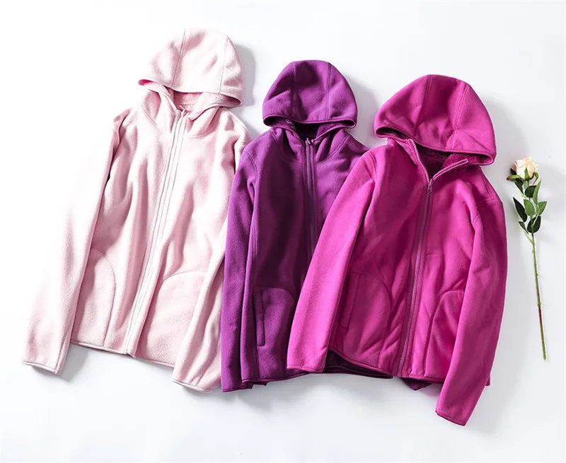 Women Hoodie Winter Coral Fleece Outdoor Jacket Women Add Velvet Thickened Warm Double-sided Cardigan Jacket Female Hoody W2407