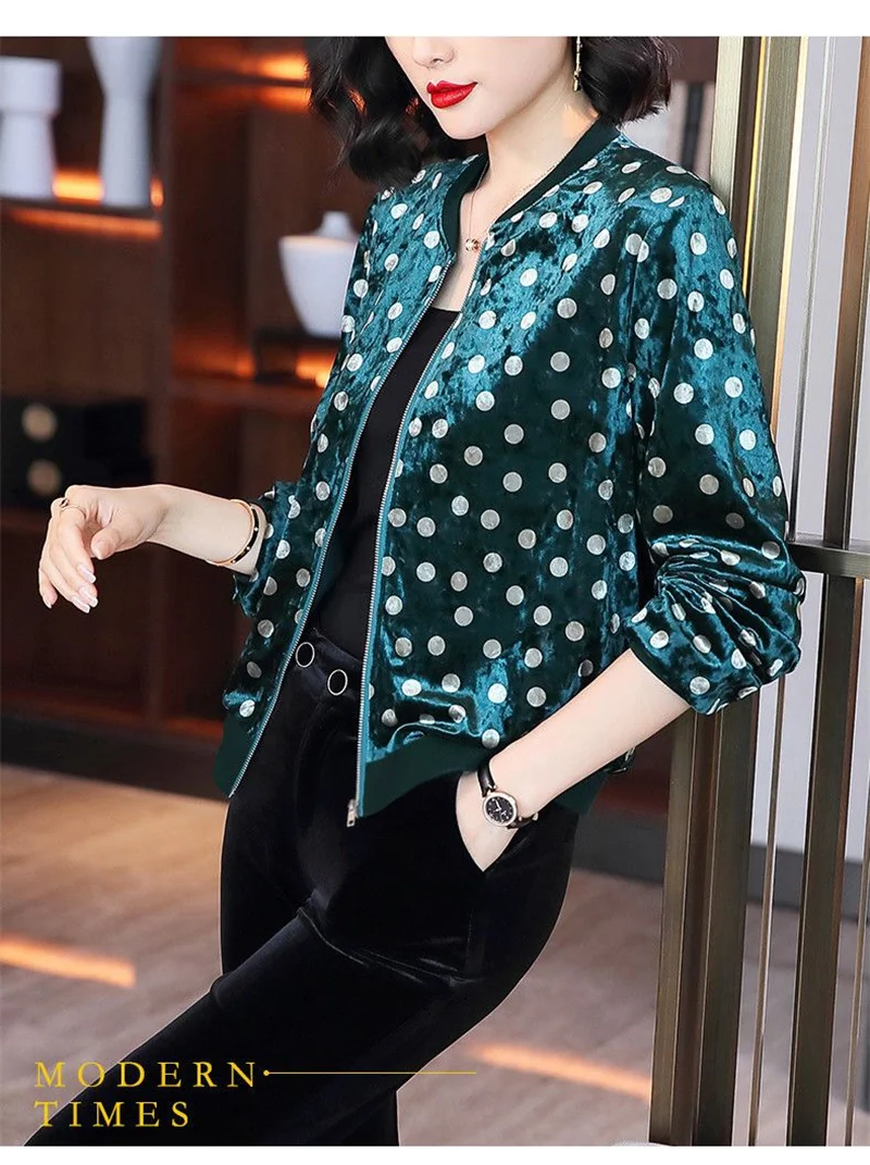 Gold Velvet Jacket Female Autumn Joker Latest Western-style Coat Wearing Clothes Women Korean Loose Printing Cardigan Tide Ins