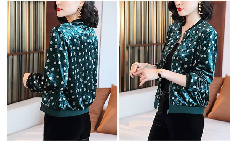 Gold Velvet Jacket Female Autumn Joker Latest Western-style Coat Wearing Clothes Women Korean Loose Printing Cardigan Tide Ins
