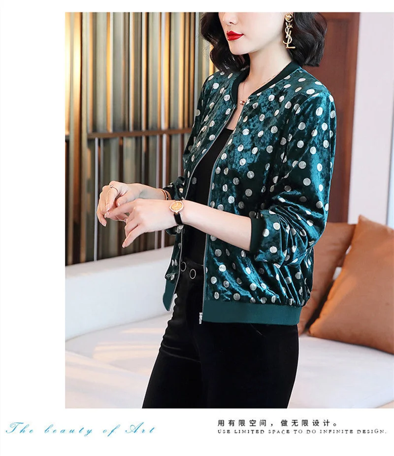 Gold Velvet Jacket Female Autumn Joker Latest Western-style Coat Wearing Clothes Women Korean Loose Printing Cardigan Tide Ins