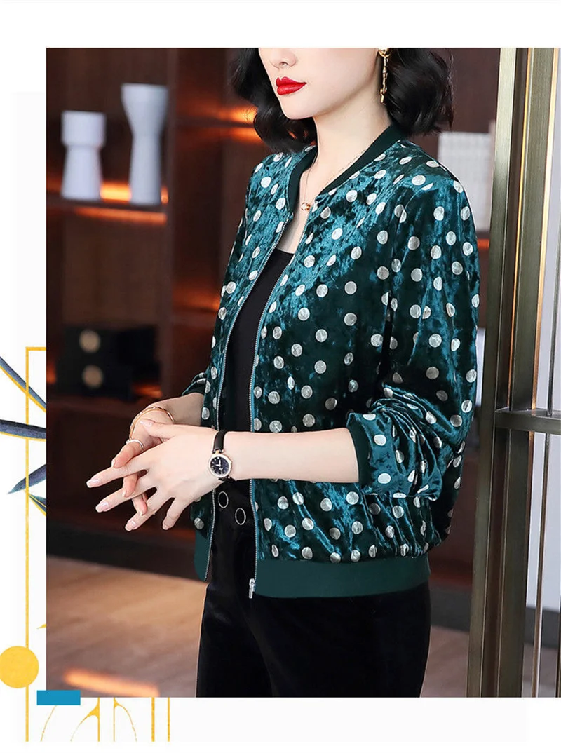 Gold Velvet Jacket Female Autumn Joker Latest Western-style Coat Wearing Clothes Women Korean Loose Printing Cardigan Tide Ins