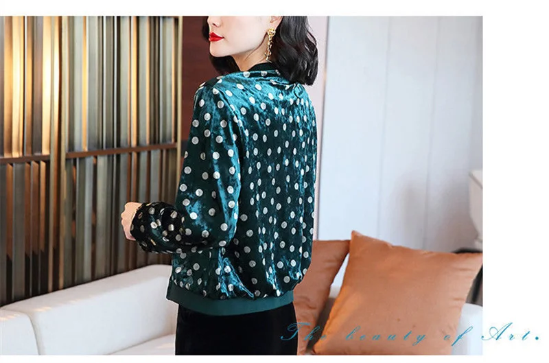 Gold Velvet Jacket Female Autumn Joker Latest Western-style Coat Wearing Clothes Women Korean Loose Printing Cardigan Tide Ins