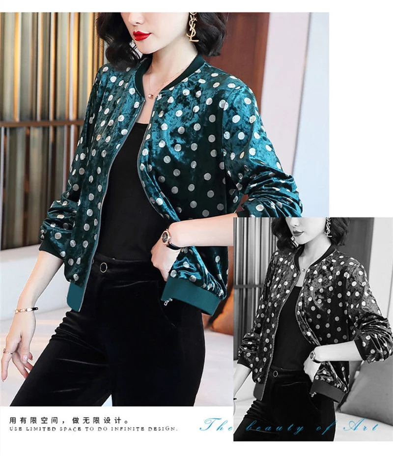 Gold Velvet Jacket Female Autumn Joker Latest Western-style Coat Wearing Clothes Women Korean Loose Printing Cardigan Tide Ins