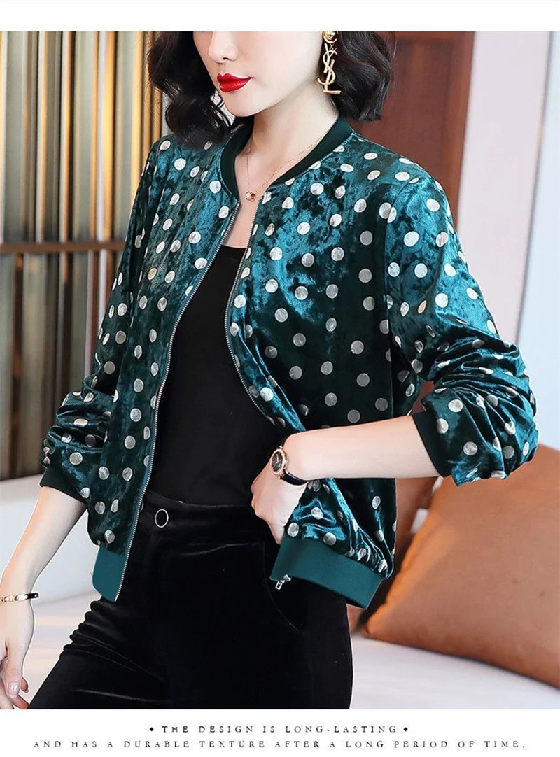 Gold Velvet Jacket Female Autumn Joker Latest Western-style Coat Wearing Clothes Women Korean Loose Printing Cardigan Tide Ins