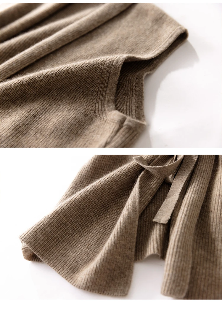 Hot Selling Cashmere Vest Women's V-Neck Solid Color Sleeveless Knitted Cardigan Women's Sweater Loose All-Match 100% Pure Wool
