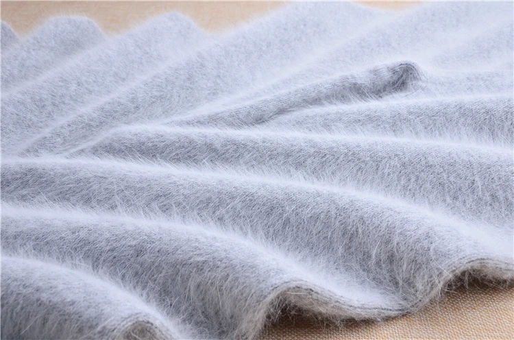 Elegant casual ladies women thicken warm winter mink cashmere loose elastic angora fur knitted trousers pants sweater pull tops