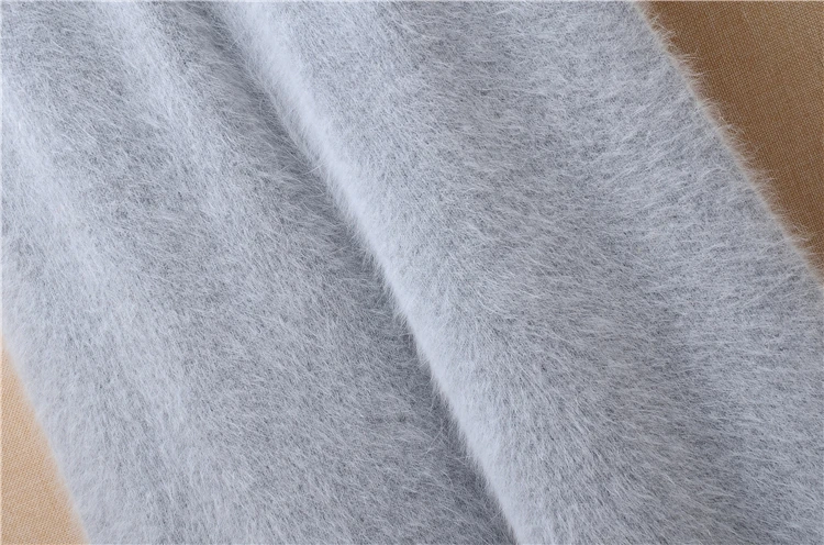 Elegant casual ladies women thicken warm winter mink cashmere loose elastic angora fur knitted trousers pants sweater pull tops