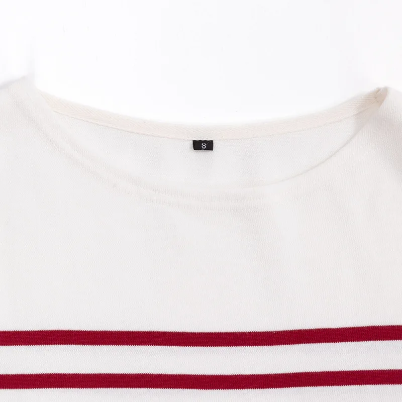 EMBELLIKE Marine Crew Neck Striped T Shirt Women Long Sleeve Combed Cotton Tops Tees Regular Fit S-XL