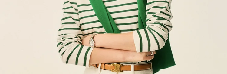 EMBELLIKE Marine Crew Neck Striped T Shirt Women Long Sleeve Combed Cotton Tops Tees Regular Fit S-XL