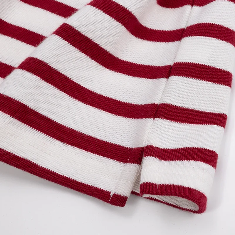 EMBELLIKE Marine Crew Neck Striped T Shirt Women Long Sleeve Combed Cotton Tops Tees Regular Fit S-XL