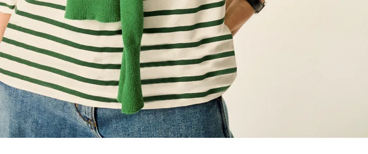 EMBELLIKE Marine Crew Neck Striped T Shirt Women Long Sleeve Combed Cotton Tops Tees Regular Fit S-XL