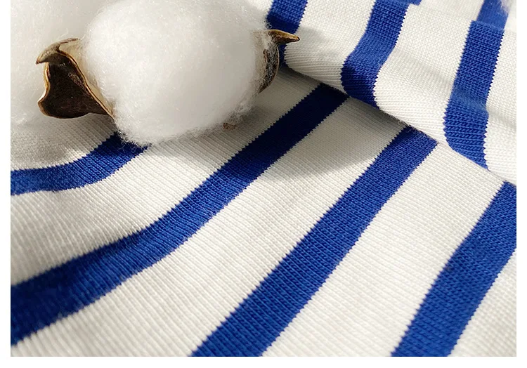 EMBELLIKE Marine Crew Neck Striped T Shirt Women Long Sleeve Combed Cotton Tops Tees Regular Fit S-XL