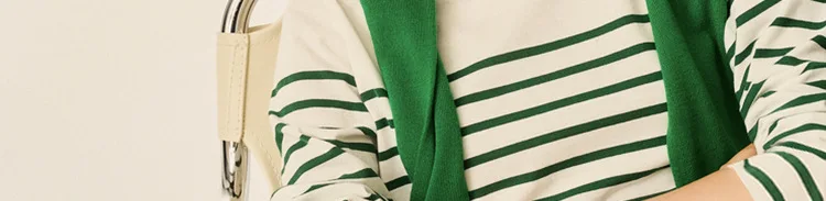 EMBELLIKE Marine Crew Neck Striped T Shirt Women Long Sleeve Combed Cotton Tops Tees Regular Fit S-XL