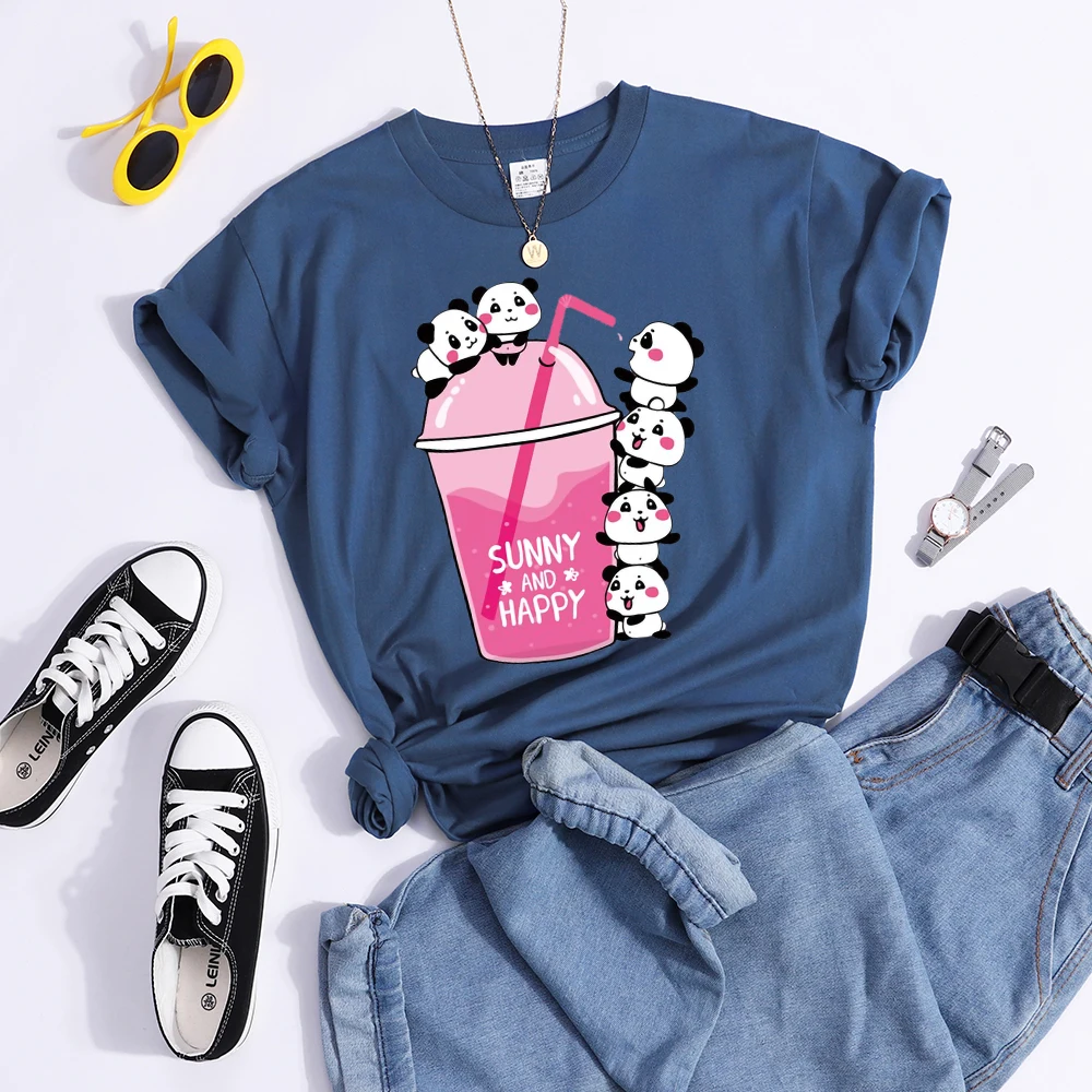 Summer And Happy Kawaii Red Panda T Shirt Women Summer Cool Soft Tees Fashion Casual Crop Top Street Breathable Tshirt Female