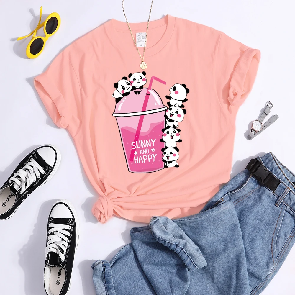 Summer And Happy Kawaii Red Panda T Shirt Women Summer Cool Soft Tees Fashion Casual Crop Top Street Breathable Tshirt Female
