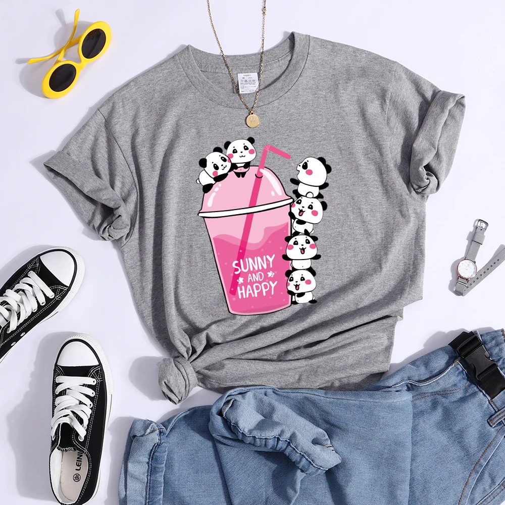 Summer And Happy Kawaii Red Panda T Shirt Women Summer Cool Soft Tees Fashion Casual Crop Top Street Breathable Tshirt Female