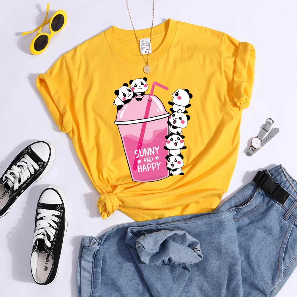 Summer And Happy Kawaii Red Panda T Shirt Women Summer Cool Soft Tees Fashion Casual Crop Top Street Breathable Tshirt Female