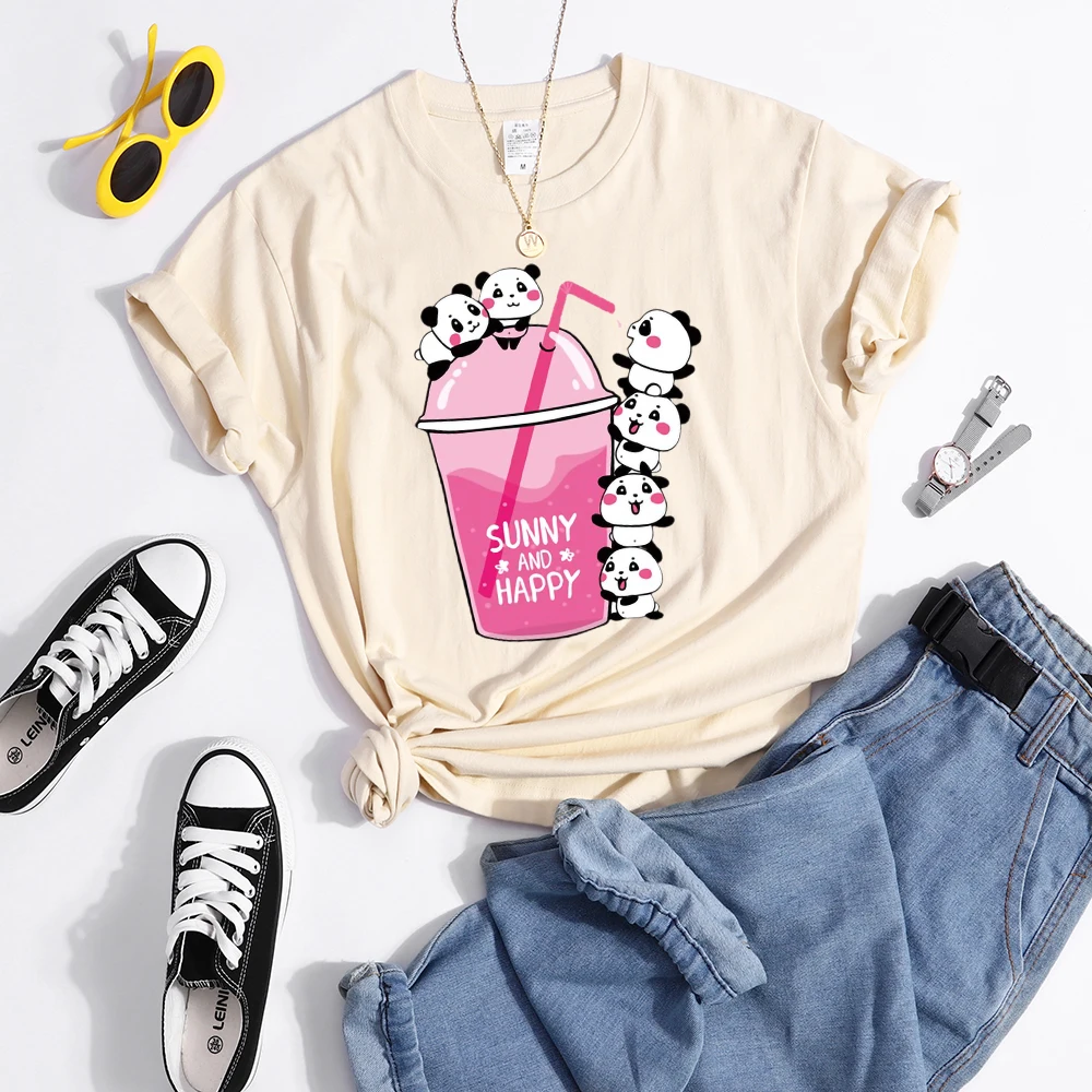 Summer And Happy Kawaii Red Panda T Shirt Women Summer Cool Soft Tees Fashion Casual Crop Top Street Breathable Tshirt Female
