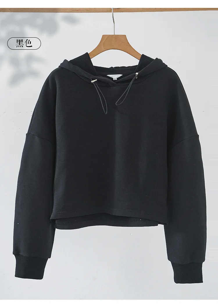 100% Cotton Oversize Hoodies Women Long Sleeve Jogger Yoga Ladies Sweatshirt Harajuku Streetwear Pullovers