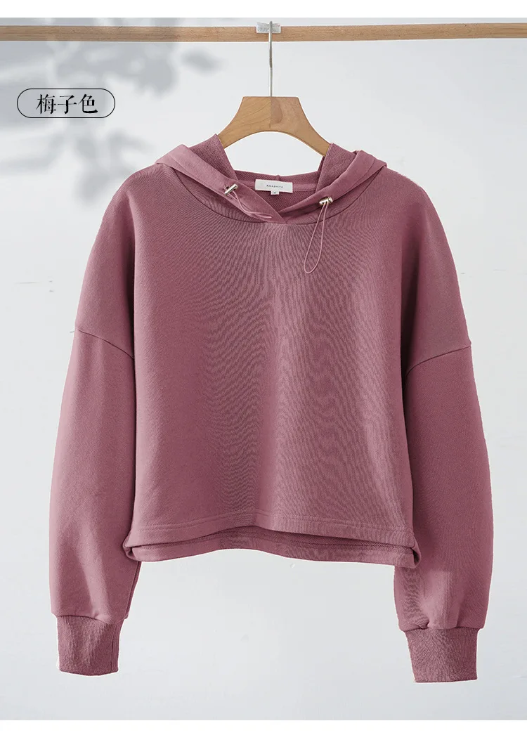 100% Cotton Oversize Hoodies Women Long Sleeve Jogger Yoga Ladies Sweatshirt Harajuku Streetwear Pullovers